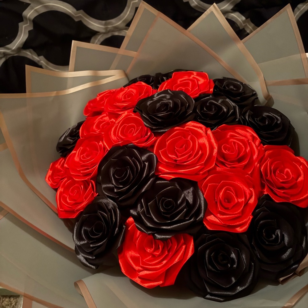 Red and Black Rose Bouquet